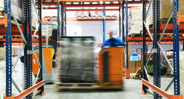 CILT logistics image of fast movinh fork lift