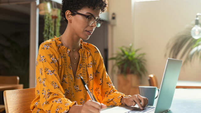 Find a CILT training course - person learning on a laptop