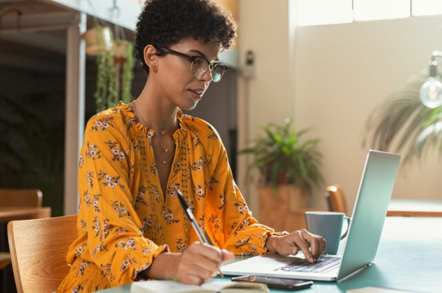 Find a CILT training course - person learning on a laptop